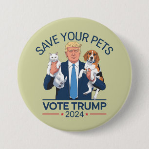 Bóton Redondo 7.62cm Salve Seus Animais Vote em Trump Citação da Eleiçã