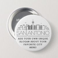 San Antonio Skyline | Botão Slogan Personalizado