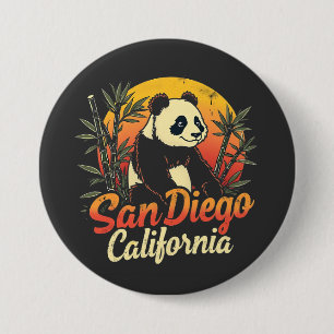Bóton Redondo 7.62cm San Diego California Retro Sunset Vintage Panda