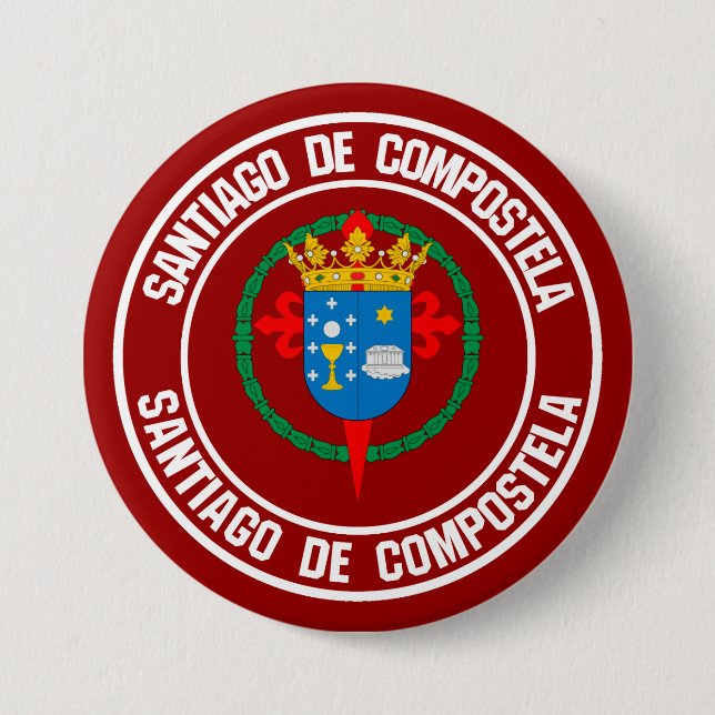 Bóton Redondo 7.62cm Santiago de Compostela Round Emblem (Frente)