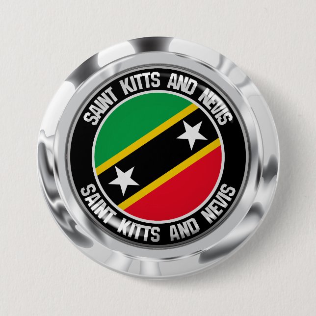 Bóton Redondo 7.62cm Santo Kitts e Nevis Round Emblem (Frente)