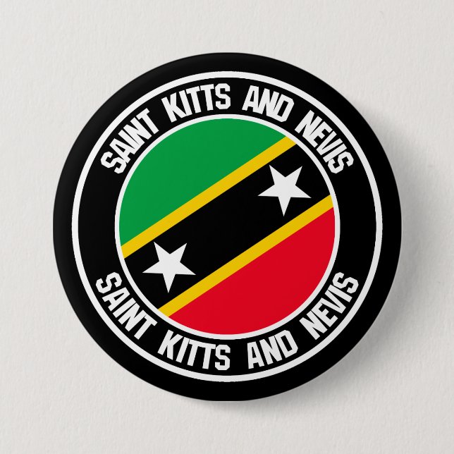 Bóton Redondo 7.62cm Santo Kitts e Nevis Round Emblem (Frente)