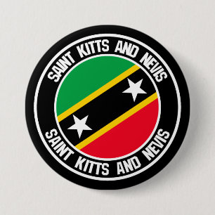 Bóton Redondo 7.62cm Santo Kitts e Nevis Round Emblem