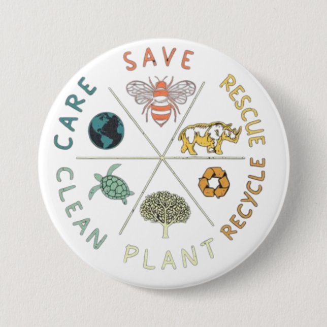 Bóton Redondo 7.62cm 🌎💚 Save Our Planet 🌿 (Frente)