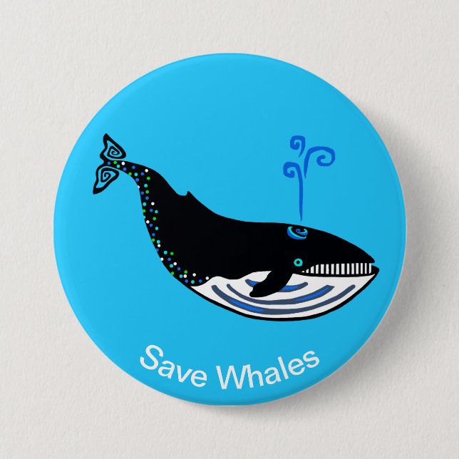 Bóton Redondo 7.62cm Save WHALES - Amante de os animais - Wildlife - Bo (Frente)