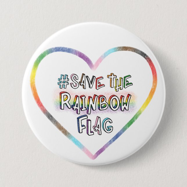 Bóton Redondo 7.62cm #SaveTheRainbowFlag com os direitos LGBTQ+ (Frente)