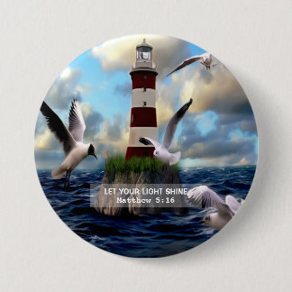 Bóton Redondo 7.62cm Scenic Deixe Sua Luz Brilhar O Matthew 5:16 Botão