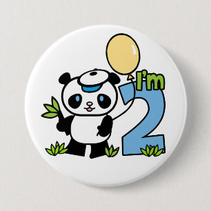 Bóton Redondo 7.62cm segundo aniversário Panda Boy