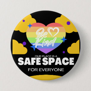 BÓTON REDONDO 7.62CM SEJA GENTIL - LGBTQ DE LUGAR SEGURO