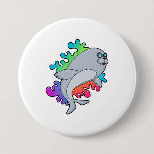 Bóton Redondo 7.62cm Selo com óculos