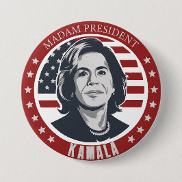 Bóton Redondo 7.62cm Senhora Presidente Kamala Harris