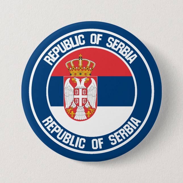 Bóton Redondo 7.62cm Sérvia Round Emblem (Frente)