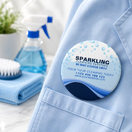 Bóton Redondo 7.62cm Serviços de Limpeza Profissionais Azul Branco Mode