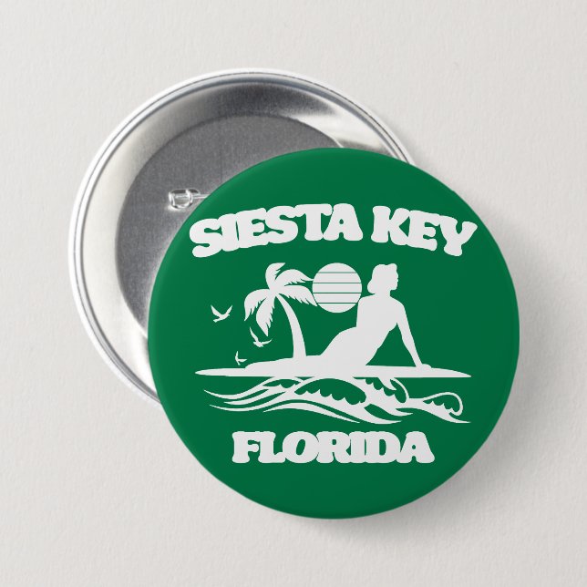 Bóton Redondo 7.62cm Siesta Key Florida (Frente & Verso)