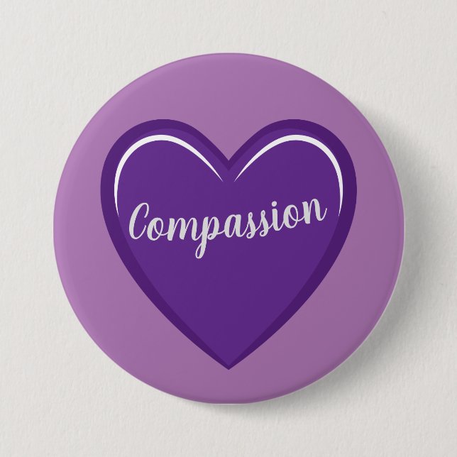 Bóton Redondo 7.62cm Simple Purple Heart Graphic with Compassion Text (Frente)