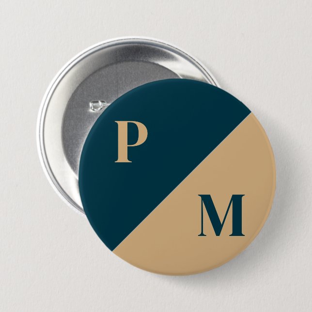 Bóton Redondo 7.62cm Sinais personalizados de contraste Dourado e azul (Frente & Verso)