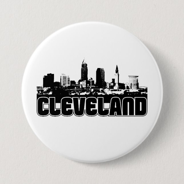 Bóton Redondo 7.62cm Skyline de Cleveland (Frente)