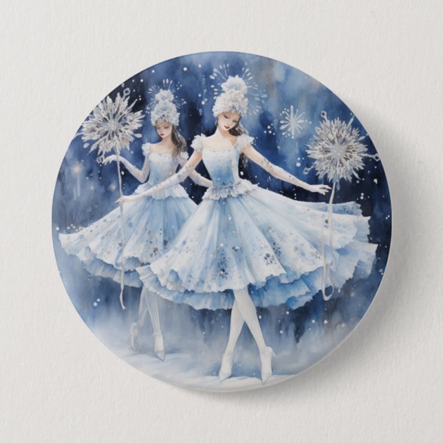 Bóton Redondo 7.62cm Snowflakes from The Nutcracker Ballet (Frente)