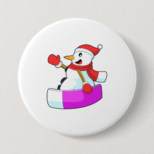 Bóton Redondo 7.62cm Snowman como Snowboarder com Sonowboard.PNG