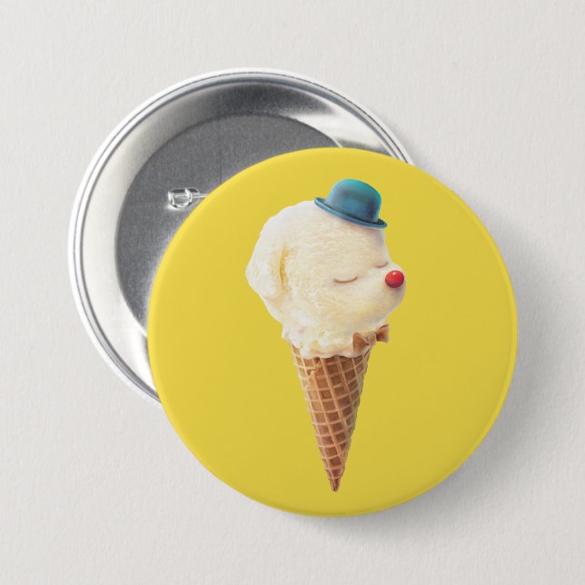 Bóton Redondo 7.62cm Sorvete de puppy (Frente & Verso)