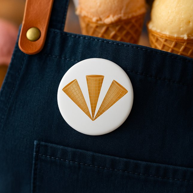 Bóton Redondo 7.62cm Sorvete de Waffle Triple - Sobremesa de Verão (Criador carregado)