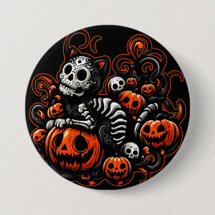 Bóton Redondo 7.62cm Spooky Cat e Pumpkins
