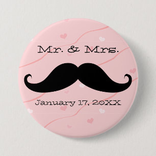 Bóton Redondo 7.62cm Sr. Botão & Sra. Mustache