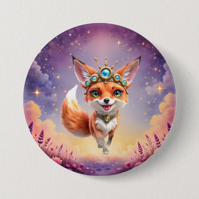 Bóton Redondo 7.62cm Starlit Fox of the Moonlit Meadows.  (Frente)