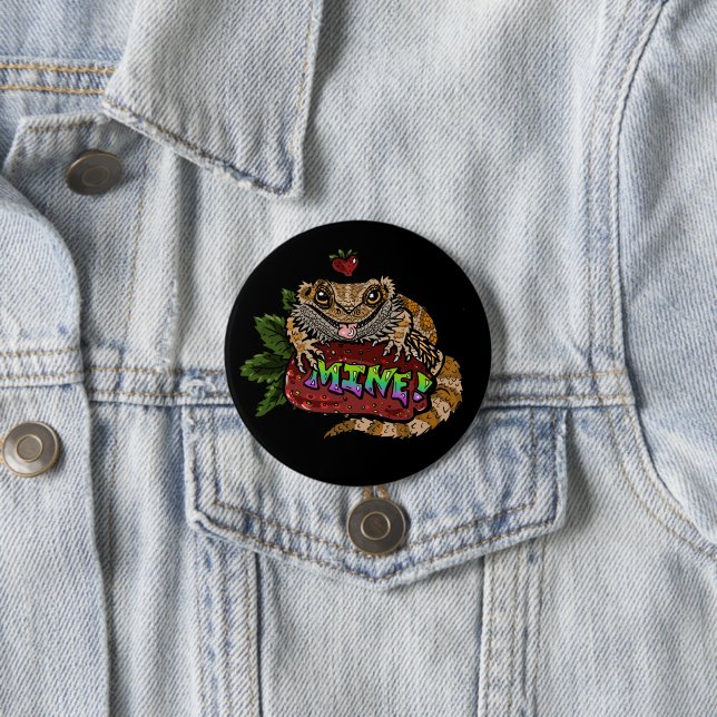 Bóton Redondo 7.62cm Strawberry Beardie Dragon "MINE"! (In Situ)