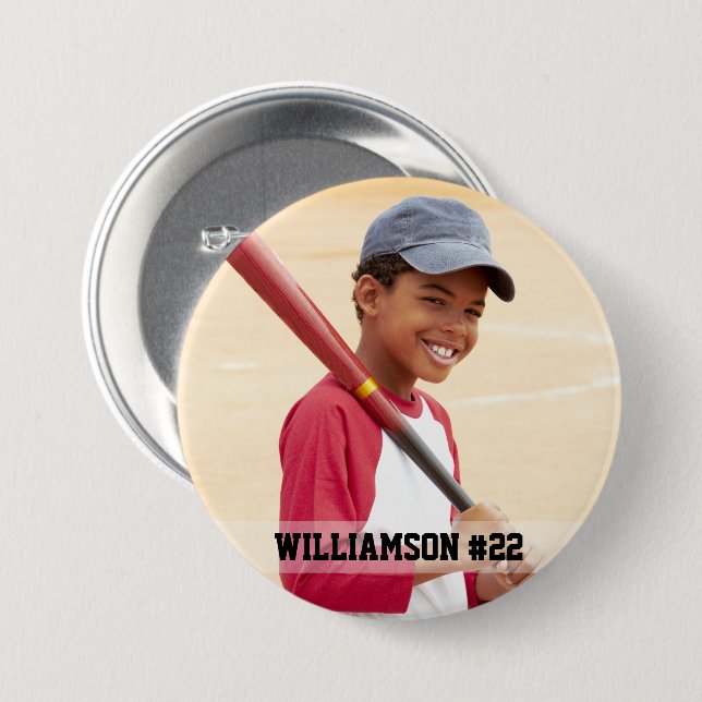 Bóton Redondo 7.62cm Sua Fotografia Personalizada Baseball ou Sua Rodad (Frente & Verso)