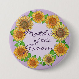 Bóton Redondo 7.62cm Sunflower Rustic Sage Mãe Verde do Groom