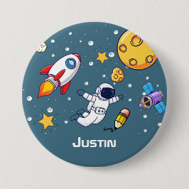 Bóton Redondo 7.62cm Suprimentos Escolares Personalizados de Astronauta