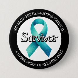Bóton Redondo 7.62cm Survivor SA Teal Awareness Ribbon