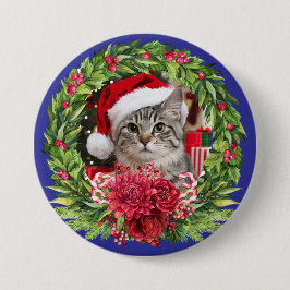 Bóton Redondo 7.62cm Tabby Christmas Wreath Button