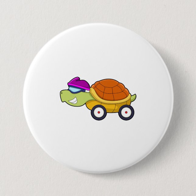 Bóton Redondo 7.62cm Tartaruga com Shell como Carro (Frente)