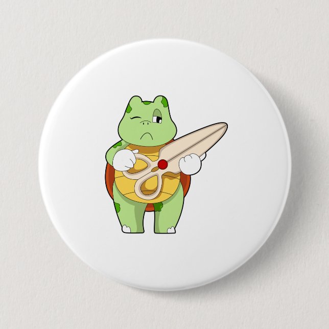 Bóton Redondo 7.62cm Tartaruga como cabeceira com tesoura (Frente)