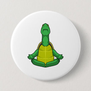 Bóton Redondo 7.62cm Tartaruga em Meditação de Yoga