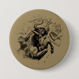 Bóton Redondo 7.62cm Taurus Zodiac Constellation Map Hevelius 1690