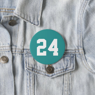 Bóton Redondo 7.62cm Teal and White Athlett Jersey Number