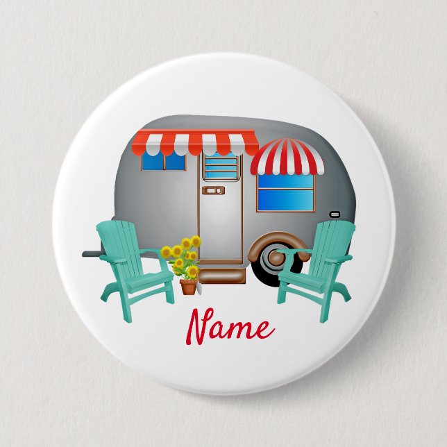 Bóton Redondo 7.62cm Teardrop Caravan Camper Thunder_Cove (Frente)