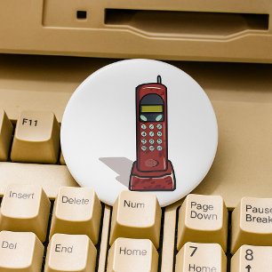 Bóton Redondo 7.62cm Telefone Sem Fio Retro Vintage 90