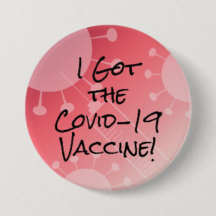 Bóton Redondo 7.62cm Tenho o botão de Gradação Rosa Covid-19 Vaccine