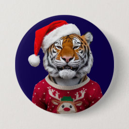 Bóton Redondo 7.62cm Tiger Christmas Button