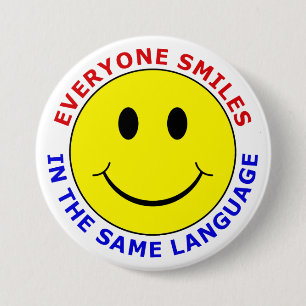 Bóton Redondo 7.62cm Todos Sorriem Na Mesma Língua