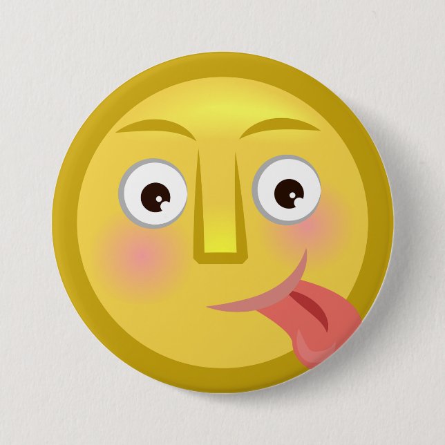 Bóton Redondo 7.62cm Tongue Out Emoji Funny Goofy Face (Frente)