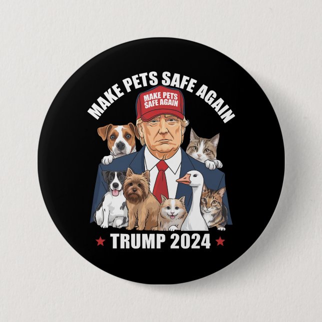 Bóton Redondo 7.62cm Torne Os Animais Seguros Novamente Trump 2024 Salv (Frente)