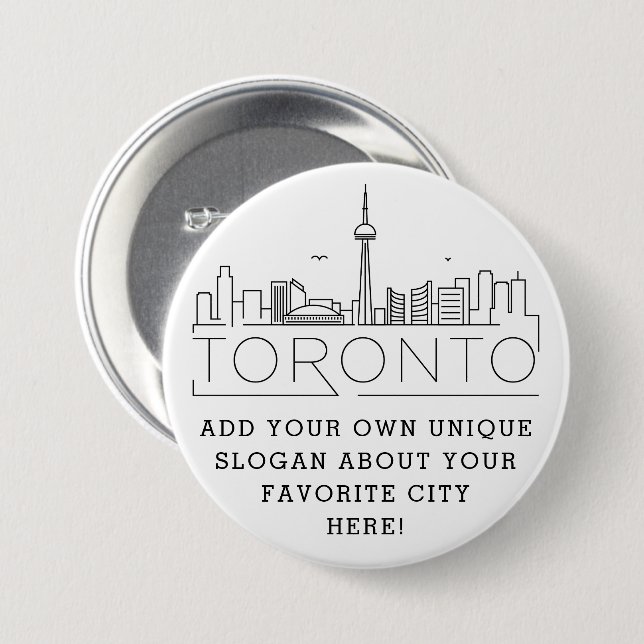 Bóton Redondo 7.62cm Toronto City Skyline | Botão Slogan Personalizado (Frente & Verso)