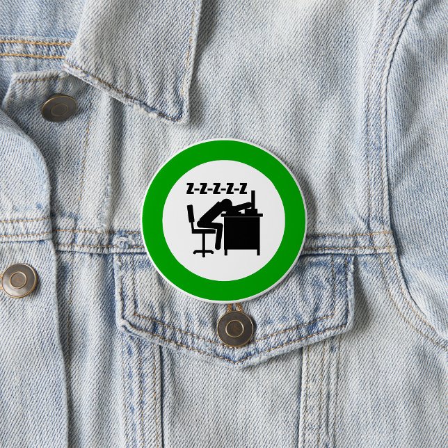 Bóton Redondo 7.62cm Trabalhador Engraçado Dormindo na Mesa (Criador carregado)