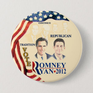 Bóton Redondo 7.62cm Tradição do GOP: Romney Ryan