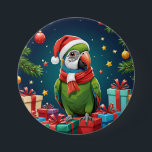 Bóton Redondo 7.62cm Trendy Colorful Cute Christmas Parrot Santa Claus<br><div class="desc">Feliz Natal</div>